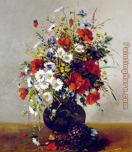 Daisies, Poppies and Cornflowers painting - Eugene Henri Cauchois Daisies, Poppies and Cornflowers art painting
